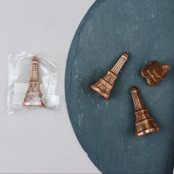 Schokoladenfigur Eiffelturm Paris Milchkuvertüre Bronze Glitzer