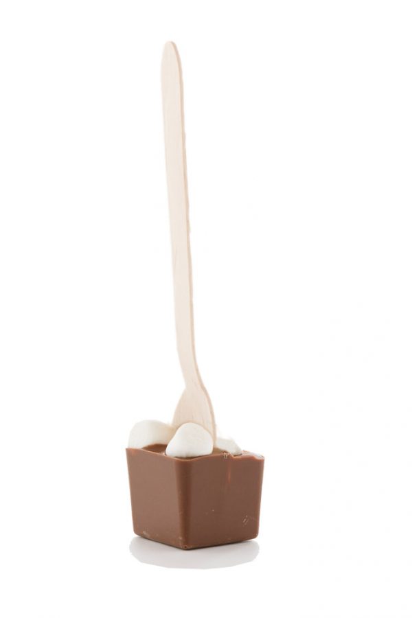 Milchkuvertüre Mini Marshmallows Trinkschokolade am Stiel