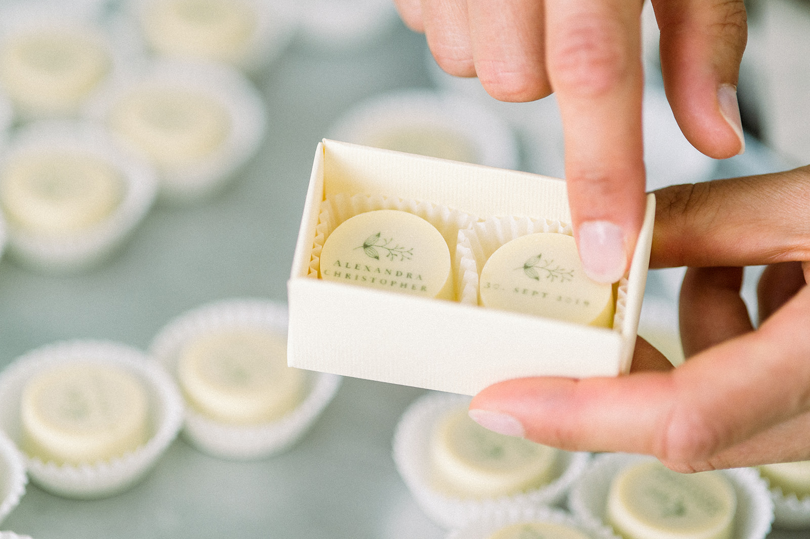 Bedruckte Pralinen 2er Schachtel als Gastgeschenk